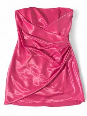 Star Box Barbie Pink Satin Strapless Mini Dress
